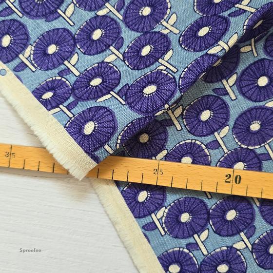 Flowers lila Slub Cotton Poplin Sevenberry
