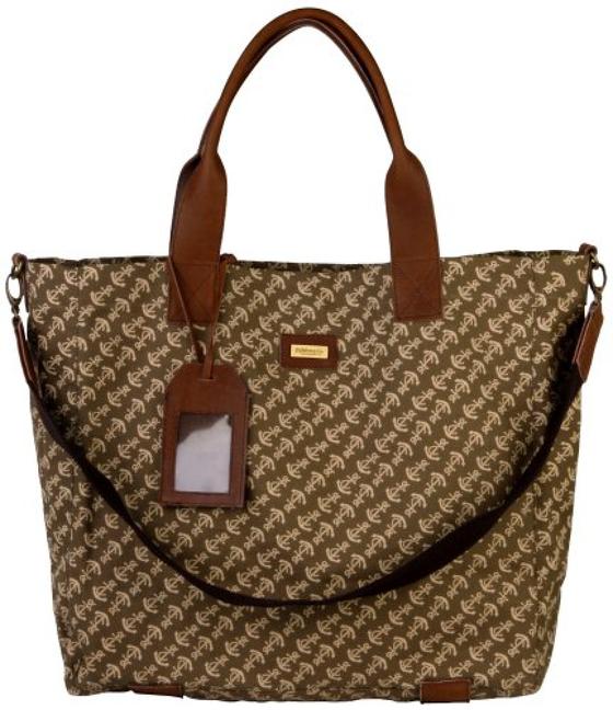 goldmarie Shopper Tasche Canvas Anker olive-beige-braun 50x39cm