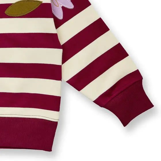 Sense Organics Sweatshirt Dari Flowers Geringelt Weinrot