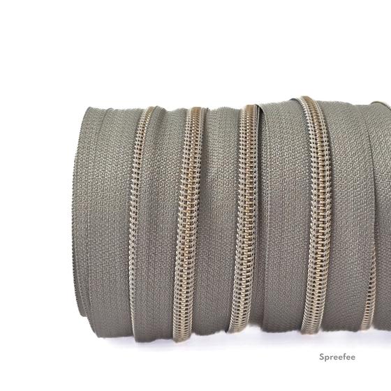 Endlos Reißverschluss greige Altmessing metallisiert für Taschen nähen Made in Germany