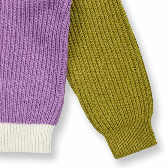Sense Organics Strickjacke Nuakoo  Flieder Terrakotta Grünteegrün Melange