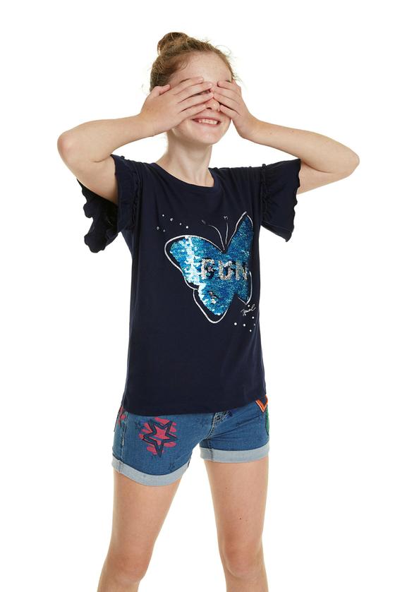 T-Shirt "Butterfly" mit Wendepailletten und Glitzersteinen