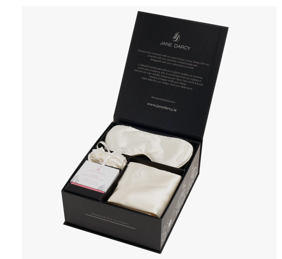 Geschenkset | Schlafset Just Me - Seidenkissen, Seidenmaske, Seidenhaargummis + Duftkerze