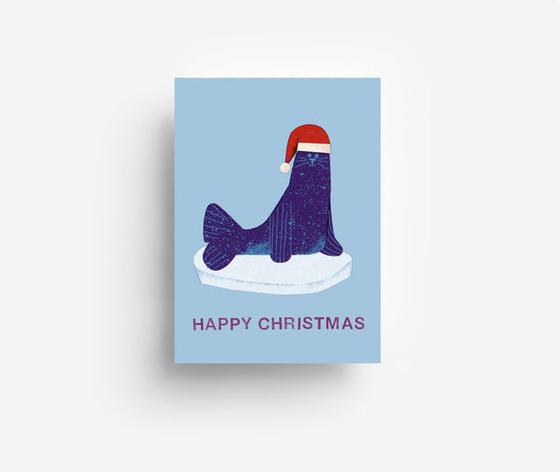 Robbe Weihnachten, Postkarte von jungwiealt