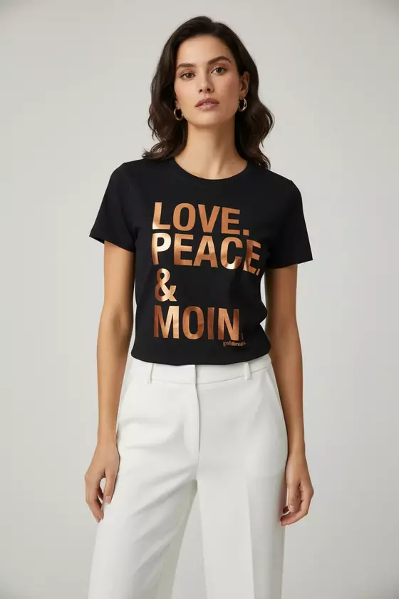 goldmarie LOVE PEACE MOIN T-Shirt Susi schwarz-kupfer 