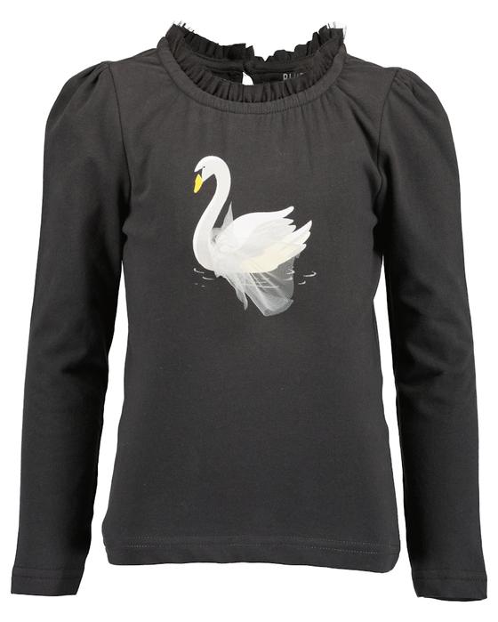 Langarmshirt "Schwan", Biobaumwolle, GOTS-zertifiziert, anthrazit