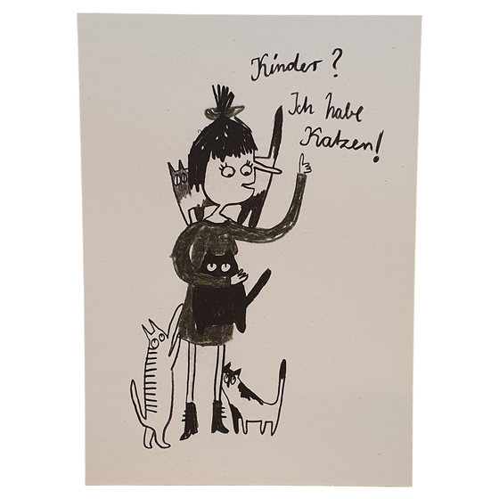 Postkarte Ich habe Katzen von Slinga Illustration