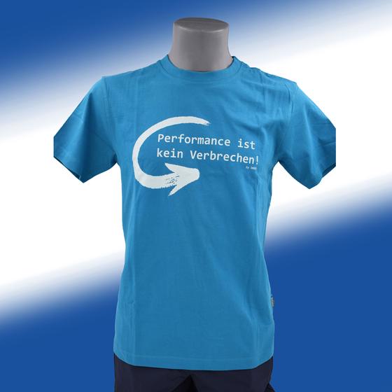 T-Shirt "Performance ist kein Verbrechen", Brustseite