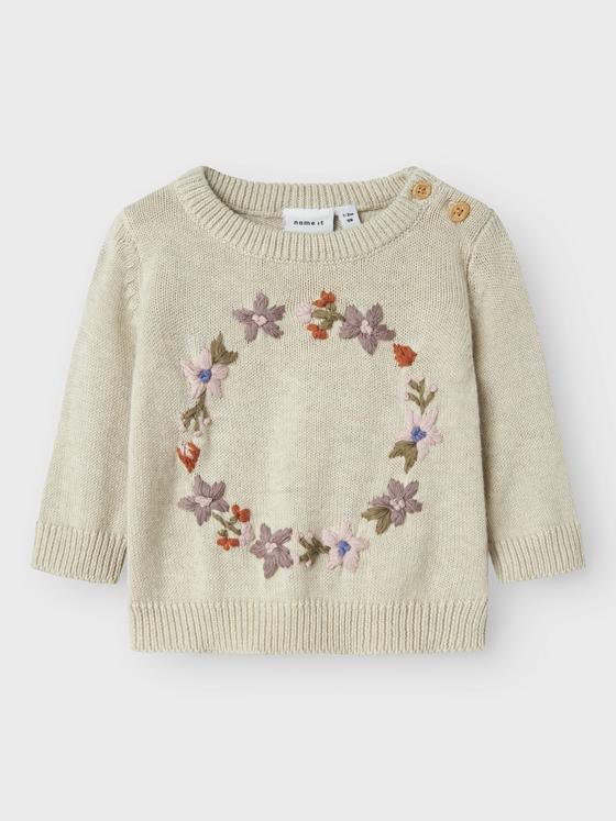 Name It Strickpullover Flowers Peyote Melange