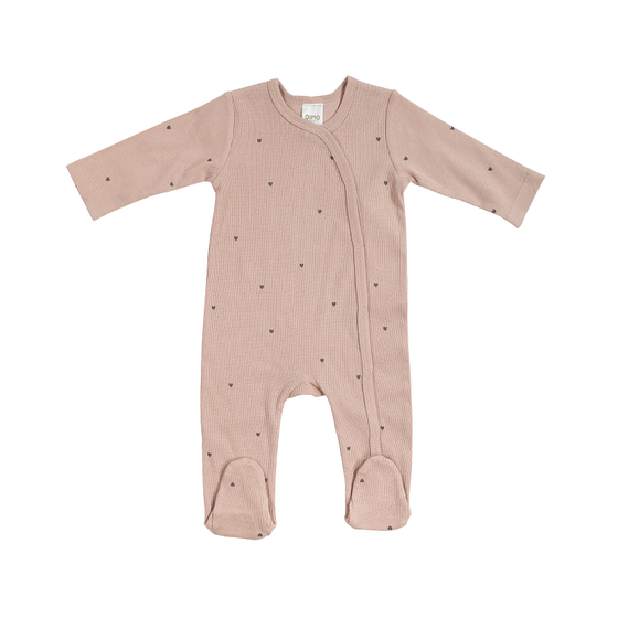 Einteiler "Herzchen", Rippenstrick, Biobaumwolle, altrosa