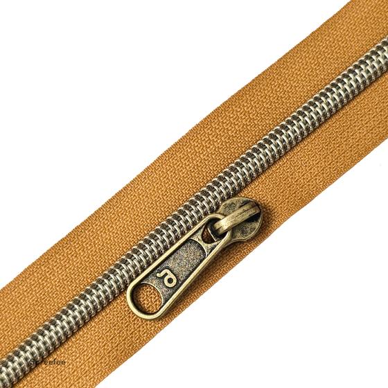 Endlos Reißverschluss umber altmessing metallisiert für Taschen nähen Made in Germany