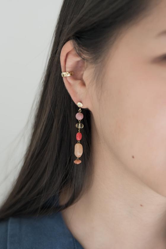 Multi Stone Ohrringe rot mit vier verschiedenen Steinen