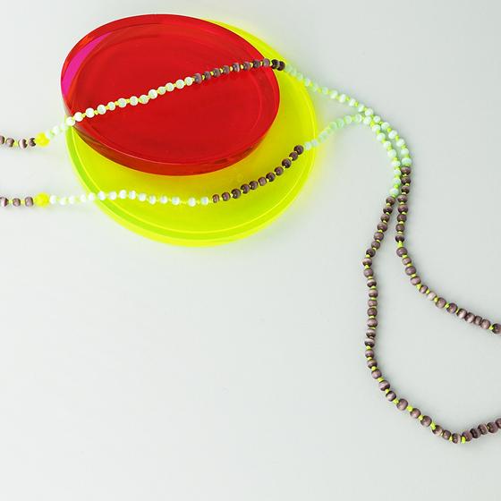 goldmarie Kette LOVE BABE mit Fransenbommel - mint-grün-lemon-malve
