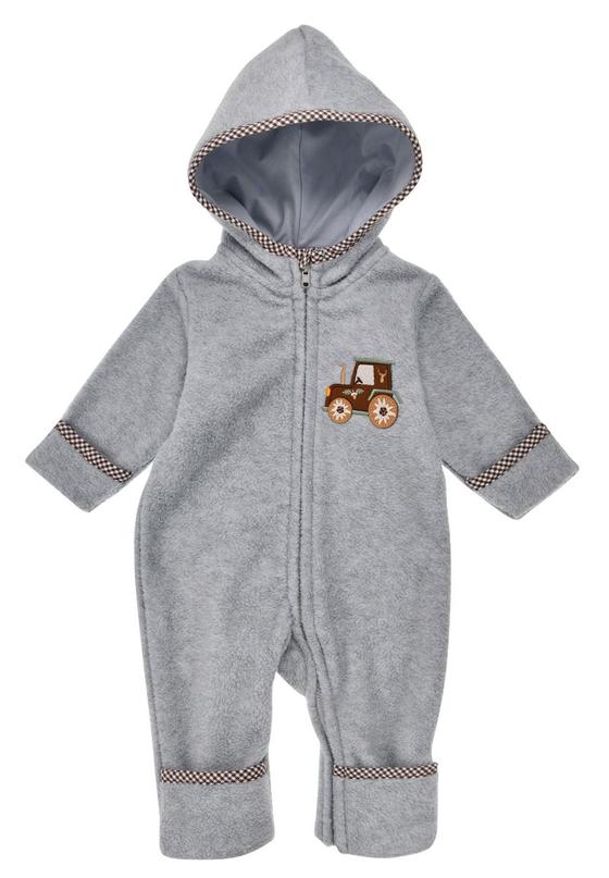 Fleece-Overall "Traktor", grey-melange