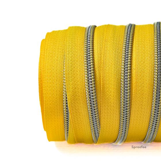Endlosreißverschluss metallisiert gelb fürs Taschen nähen bei Spreefee kaufen