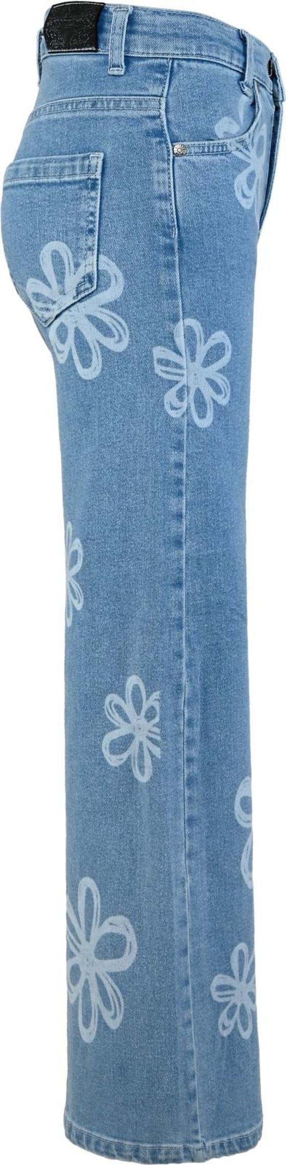 Weite Schlag-Jeans "Blumen", light blue