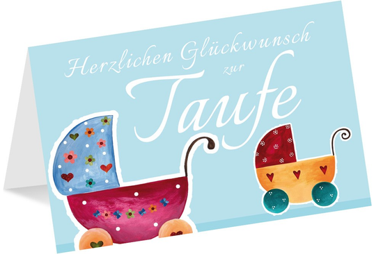 Klappkarte "Herzlichen Glückwunsch zur Taufe", hellblau