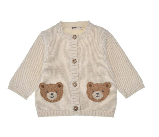 Strickjacke "Bärchen", Baumwolle, cream