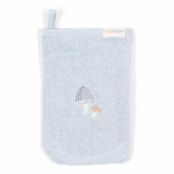 Little Dutch Waschhandschuhe 2er Set Bestickt Forest Friends Blau Weiß