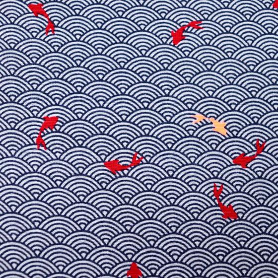 Hokkoh Japan Stoff – Happy Wave Fish Neon-Dobby Meterware