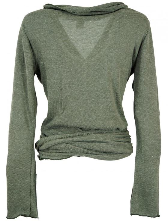 Wickelshirt, Baumwollstrick Pullover, Wickeljacke - helles khakigrün