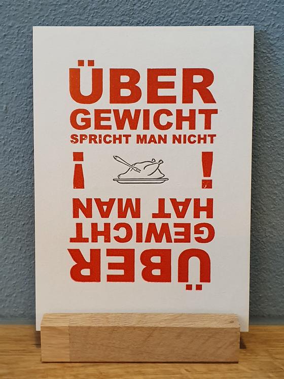 Postkarte in Bleisatz-Buchdruck, Über Gewicht