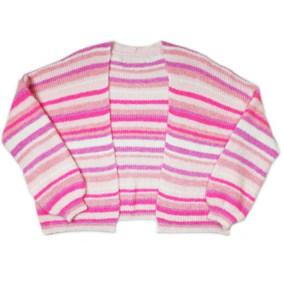 goldmarie Strickjacke I BELIEVE IN DISCO - gestreift - pink-weiß