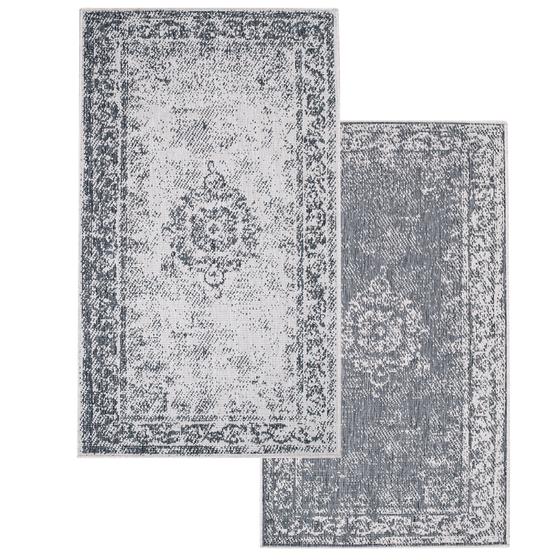 DUO Rug wendbarer Teppich silber grau