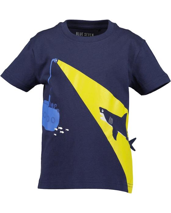 T-Shirt mit Leuchtdruck "Hai", ultramarin