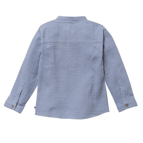 People wear Organic Musselin Hemd Taubenblau