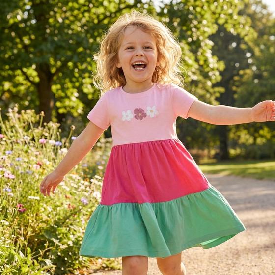 Jerseykleid "Glitzer-Blumen", Bio-Baumwolle, GOTS-zertifiziert