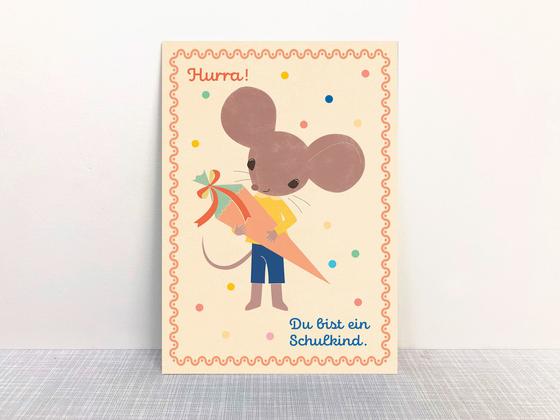 Monimari Postkarte Schulmaus