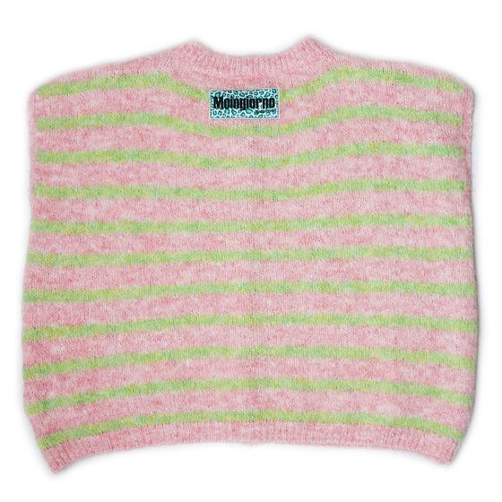 goldmarie Strick Weste MOINGIORNO Leo Label - Streifenmuster - rosa-lemon