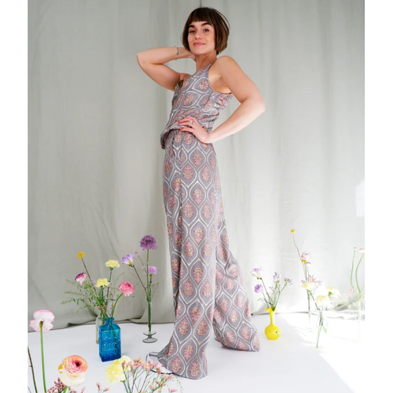 BLACK COLOUR Jumpsuit mit Spaghettiträger BCLuna Ella 39138-TG - grau-rosa-gold