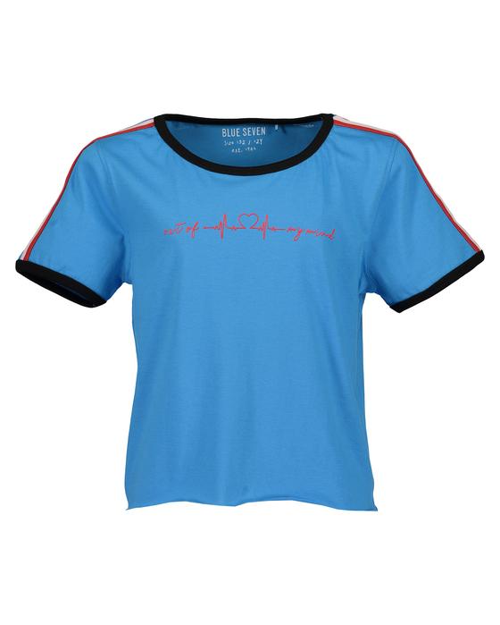 Lässiges T-Shirt, Rundhals, cyan