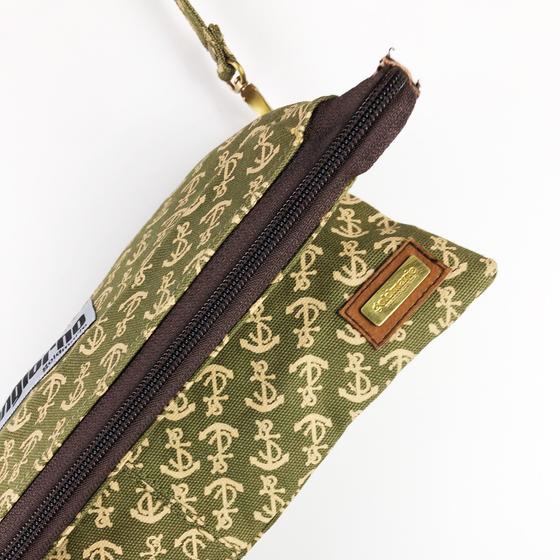 goldmarie Handtasche MOINGIORNO Canvas Anker Muster - olive-sand - 30x14cm