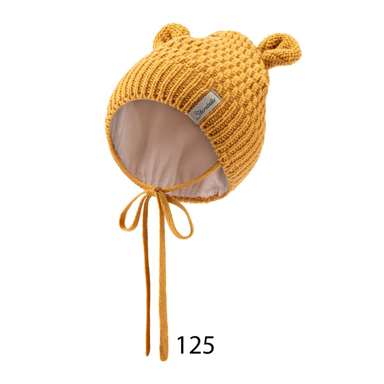 Strickmütze mit Biobaumwollfleece-Futter, vanille
