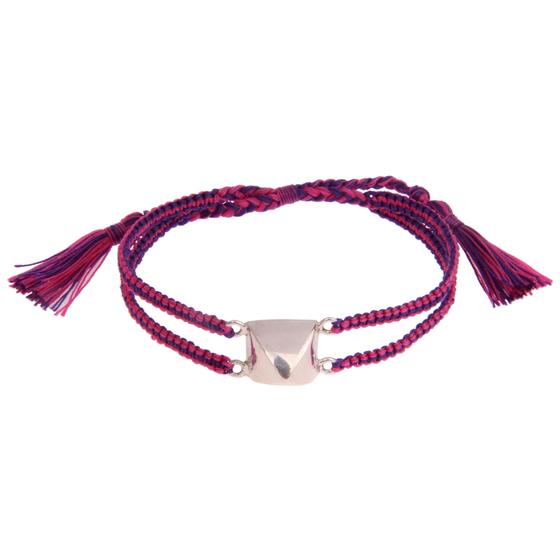 goldmarie Armband "Pyramid" 925er Silber Nylon gelochten lila-pink