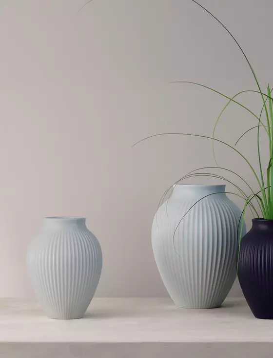 Vase Ripple Mat Ice Blue von Knabstrup