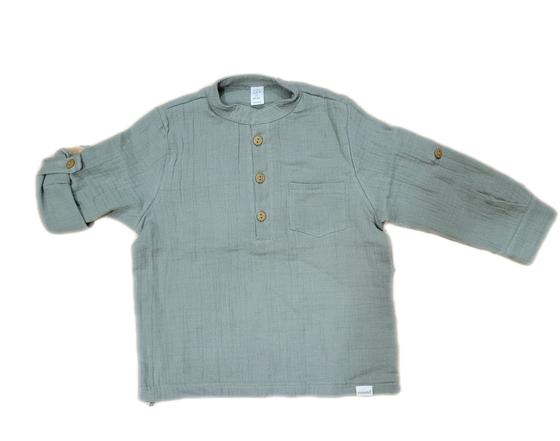 Musselin-Hemd, Biobaumwolle, GOTS-zertifiziert, frostgrün