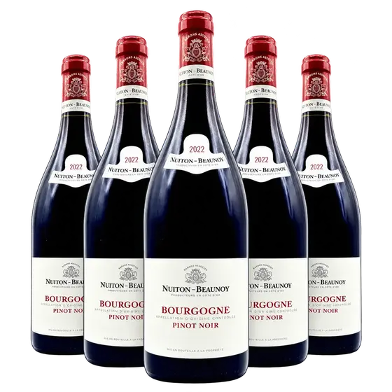 Nuiton-Beaunoy Bourgogne Pinot Noir 2022 Vorteilspaket mit 6 Flaschen – eleganter Rotwein aus Burgund aus 100 % Pinot Noir mit Kirsche, Cassis und feinen Tanninen.