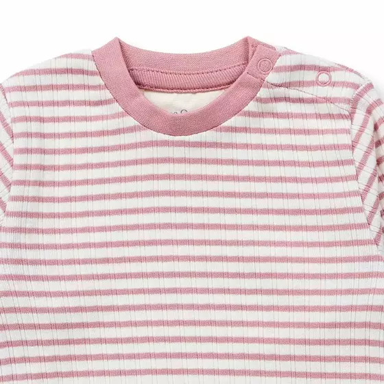 Sense Organics Body Langarm Yvon Dusty Rose Stripes