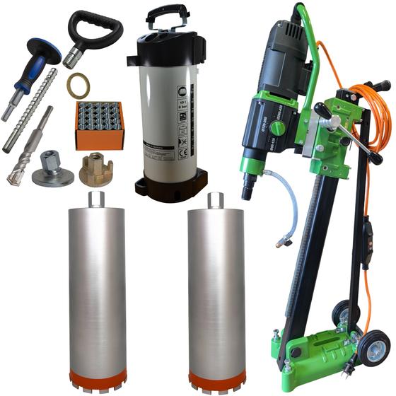 Eibenstock Kernbohreinheit <br> PLE 450 inklusive <br> 2x Diamant Matrix Bohrkronen, Wasserdruckbehälter aus Metall & Befestigungsset
