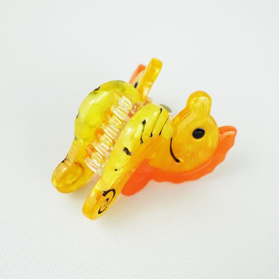 goldmarie Mini Haarklammer SEEPFERDCHEN - orange-gelb - 4cm