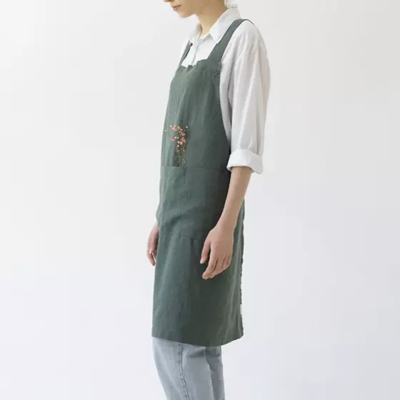 Leinen Schürze Forest Green