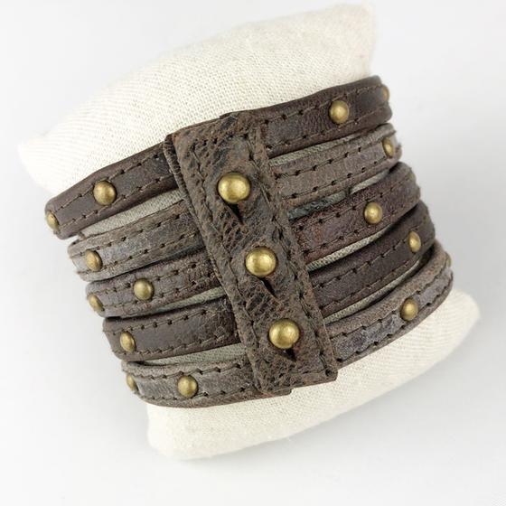 goldmarie Armand MELISSA - Leder mit Nieten - dunkelbraun-brass