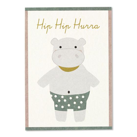 ava&yves Postkarte - Nilpferd Hip Hip Hurra