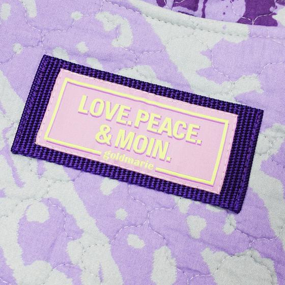 goldmarie Lilac Stepp Weste LOVE PEACE MOIN - Nr. 2 - Vintage-Stoff Recycelt - upcycling Einzelstück - lavendel-goldgelb