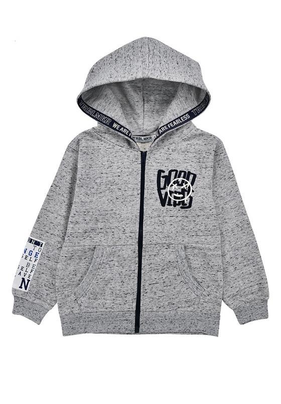 Sweatjacke "Good Vibes", grey-melange