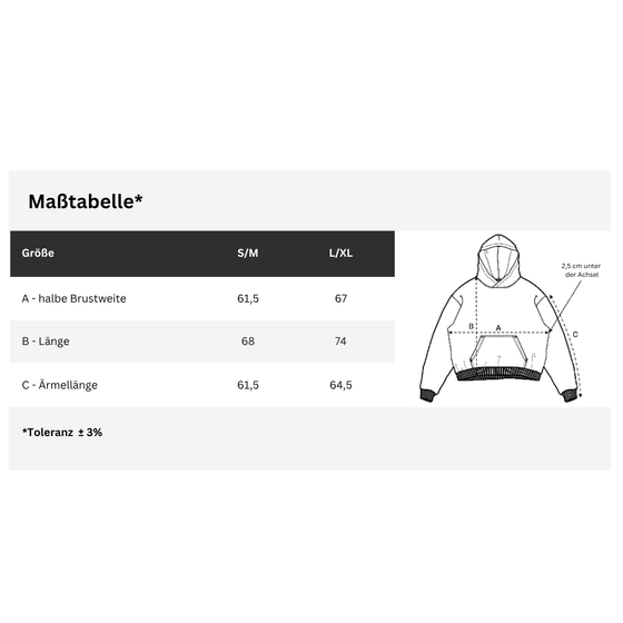 goldmarie LOVE PEACE MOIN Hoodie - rot-lila mit Glitzer - Unisex 